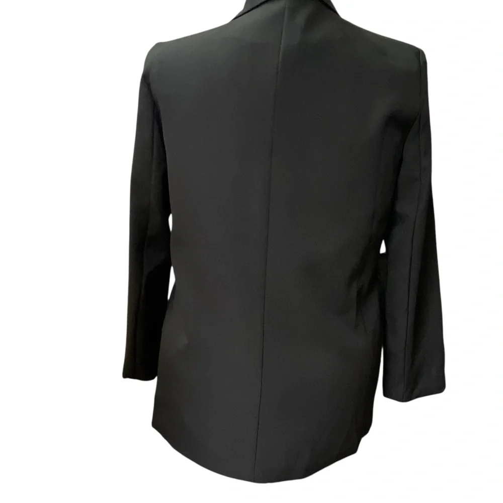 Solid Black Wardrobe Basic 1 button Blazer Jacket lined Women's size Large  NWT